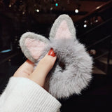 Women Girl Cute Cartoon Hair Scrunchies Panda Cows Cat Rabbit Plush Elastic Hair Bands Sweet Pontail Ties Christmas Accessories