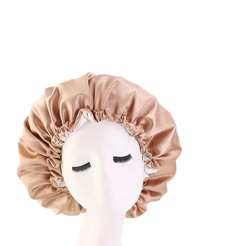 Double-Sided Sleeping Hat Adjustable Nightcap Bathing Hat Girl Sleep Protector Tool