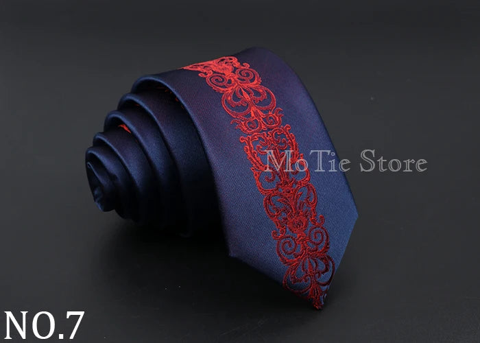 Fashion Jacquard 6cm Blue Red Necktie Floral Plaid Patchwork Polyester Male Skinny Party Business Tie Shirt Suit Accessory Gift