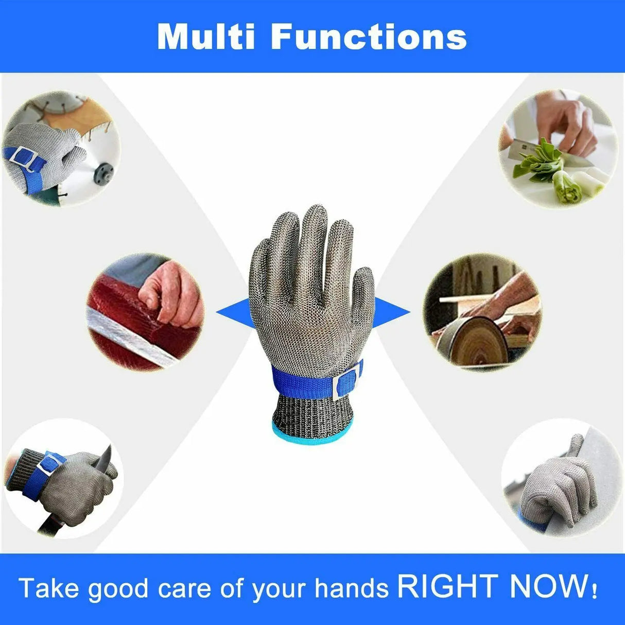 LPRED 1 Pc Cut Resistant Stainless Steel Gloves Working Safety Gloves Metal Mesh Anti Cutting For Butcher Worker