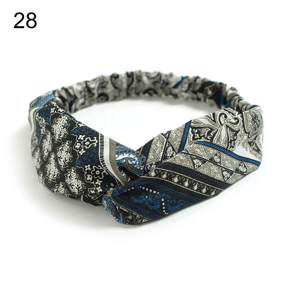 New Fashion Women Girls Bohemian Hair Bands Print Headbands Vintage Cross Turban Bandage Bandanas HairBands Hair Accessories