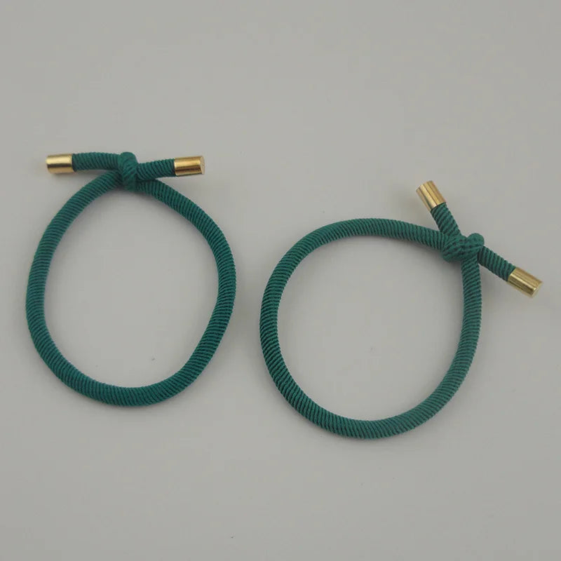 10PCS 5mm Knotted Twilled Elastic Hair Bands Golden Ends Hair Ties for fashion girls elasticity ponytail holders hair scrunches