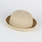 Wholesale Baby Straw Hat Solid Color Kids Character Decoration Infant Sun Hats Girl Boys Bucket Cap Children Beach Panama Caps