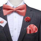 Hi-Tie Luxury Gold Silk Bow Ties for Men Fashion Men's Yellow Bowtie Handkerchief Cufflinks Brooch Set butterfly  Wedding Set