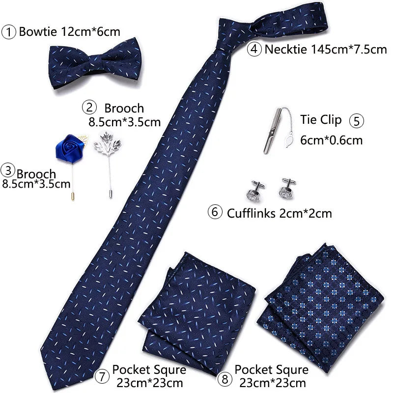 Holiday Gift Box Tie For Men Tie Handkerchief Pocket Squares Cufflink Set Necktie Box Man Dark Grey April Fool's Day