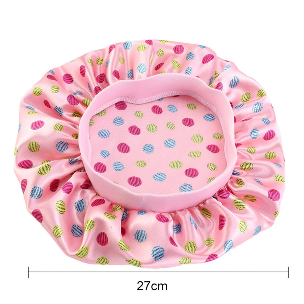 Kids Girls Sleep Cap Floral Print Hair Bonnet Satin Night Sleep Hat Turban Sleeping Hat Children Hair Care Bonnet Nightcap Caps