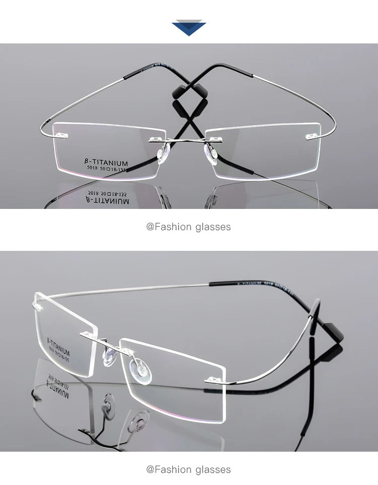 Titanium Eyeglasses Rimless Optical Ultralight Glasses Frame No Screw Prescription Spectacle Frameless Glasses Eyeglasses B2