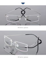 Titanium Eyeglasses Rimless Optical Ultralight Glasses Frame No Screw Prescription Spectacle Frameless Glasses Eyeglasses B2