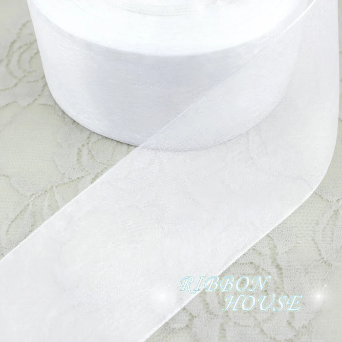 (50 yards/roll) 12/15/20/25/40/50mm Organza ribbons wholesale white gift wrapping decoration Christmas ribbons