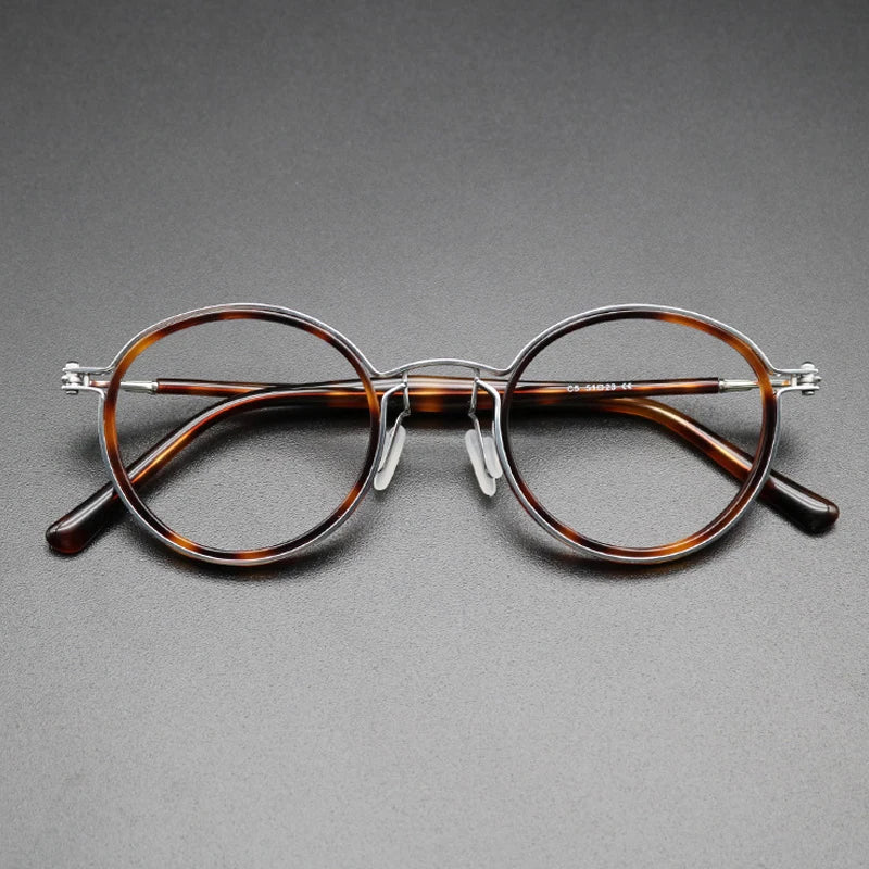 Vintage Pure Titanium Eyeglasses Frame Men Round Ultra Light Glasses Frame Women Retro Luxury Brand Designer Eyewear