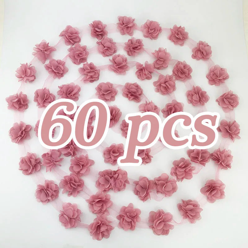 (60 pieces/lot) pink petal Chiffon lace fabric Webbing Decoration Love gift ribbons crafts 50mm width