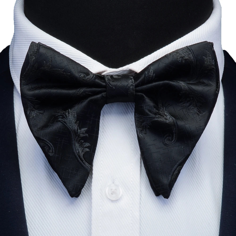 Ricnais Fashion Silk Pasley Floral Big Bowtie Yellow Red Jacquard Bow Tie For Men Business Wedding Party Ties Gigt Accessories