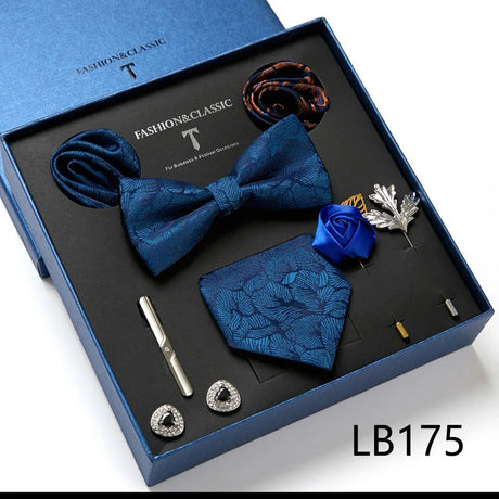 Holiday Gift Box Tie For Men Tie Handkerchief Pocket Squares Cufflink Set Necktie Box Man Dark Grey April Fool's Day