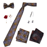 Holiday Gift Box Tie For Men Tie Handkerchief Pocket Squares Cufflink Set Necktie Box Man Dark Grey April Fool's Day