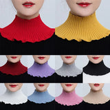 Knitted Wool False Collar Neck Scarf Solid Color Knitted Neck Collars Woolen Collars Ornaments Fashion Women Elastic Fake Collar