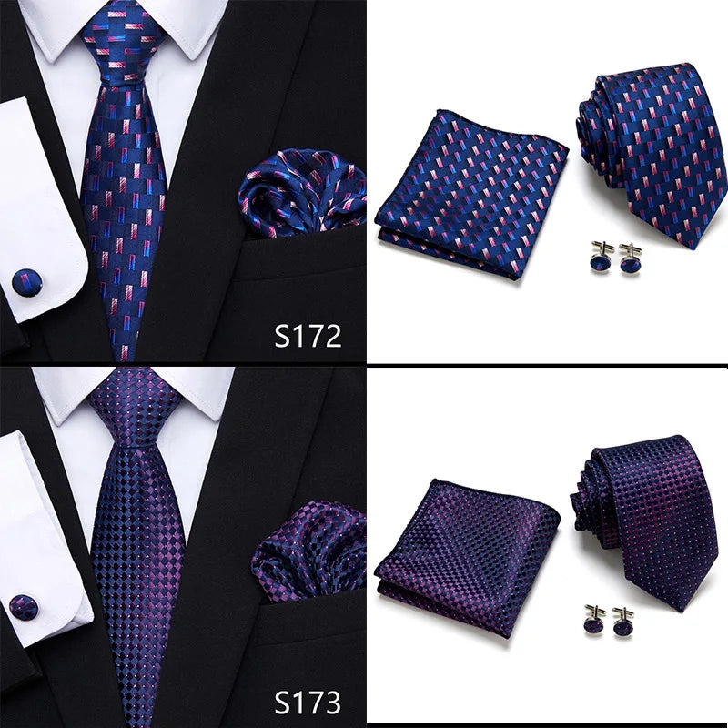 Newest style Green Tie For Men Holiday Present Tie Pocket Squares Set Necktie  Striped Wedding Accessories Man