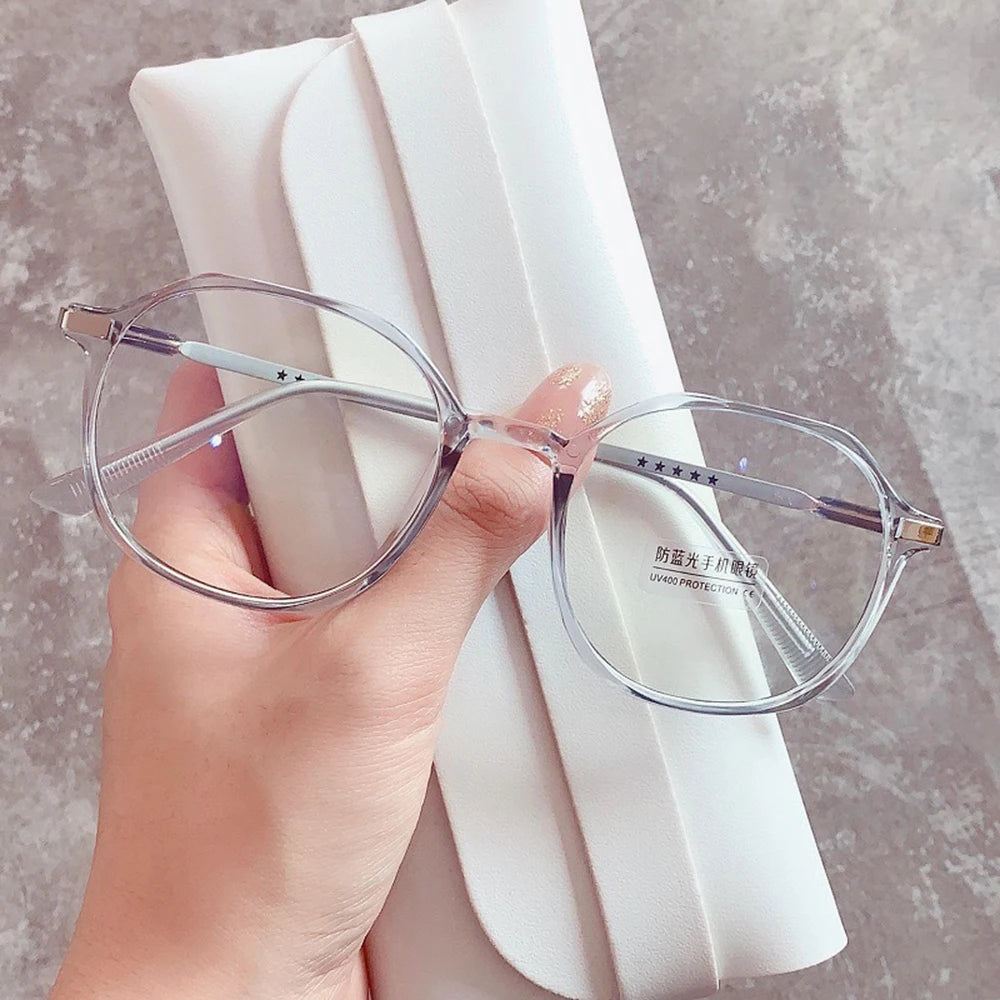 Fashion Women Anti Blue Light Glasses Blue Light Blocking Eyewear Luxury Brand Round Optical Spectacle Frame Computer Glasses