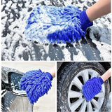 1PC Double-sided Microfiber Washable Car Washing Gloves Car Care Cleaning Gloves Cleaning Cloth Towel Mitt Car Accessories