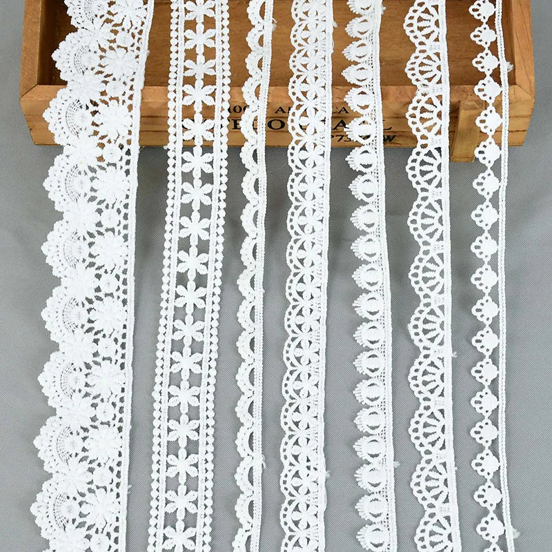 5Yards/roll Wihte Embroidered Lace Ribbons French African Lace Fabric DIY Handmade Sewing Craft Wedding Gift Wrapping Decoration