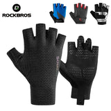 ROCKBROS Cycling Gloves Bicycle SBR Pad Half Finger Glove Summer MTB Bike Men Women Anti-Slip Breathable Shockproof Sport Glove