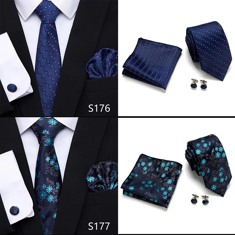 Newest style Green Tie For Men Holiday Present Tie Pocket Squares Set Necktie  Striped Wedding Accessories Man