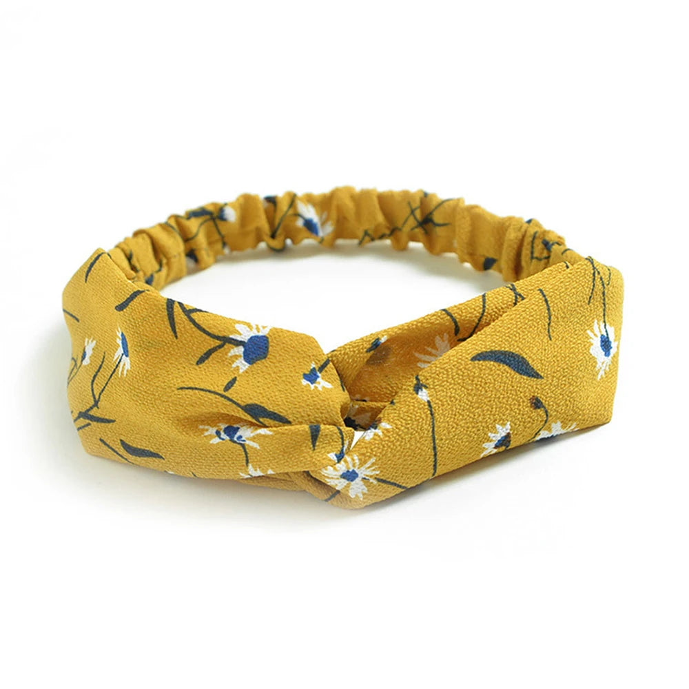 Korean Style Summer Lovely Hairband Women Hair Accessories Turban Twist Cross Headwrap Girl Floral Elastic Knotted Headwear
