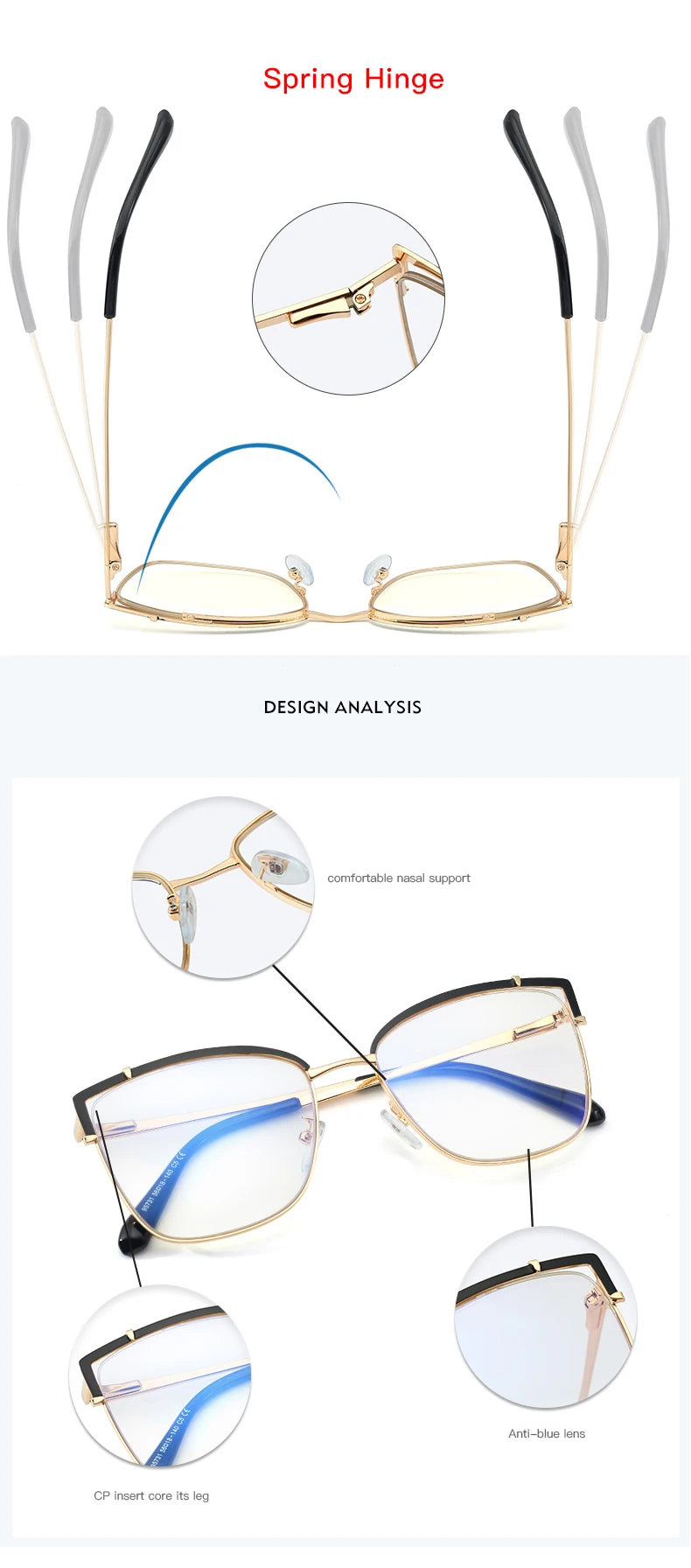 Blue Light Blocking Glasses Frame New Eyewear Prescription Female Eyeglasses Optical Women Spectacles UV400 Anti-Reflective