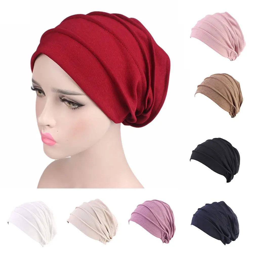 Cotton Winter Warm Sleep Caps Beanies Women Turban Hat Head Wrap Chemo Hat Muslim Hijabs