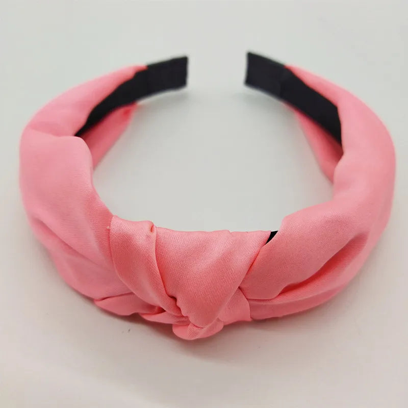 Fashion Top Knot Satin Headbands Wide Fabric Makeup Hairbands for Women Girls Ladies Washing Hair Hoops Bezel Hair Accessories
