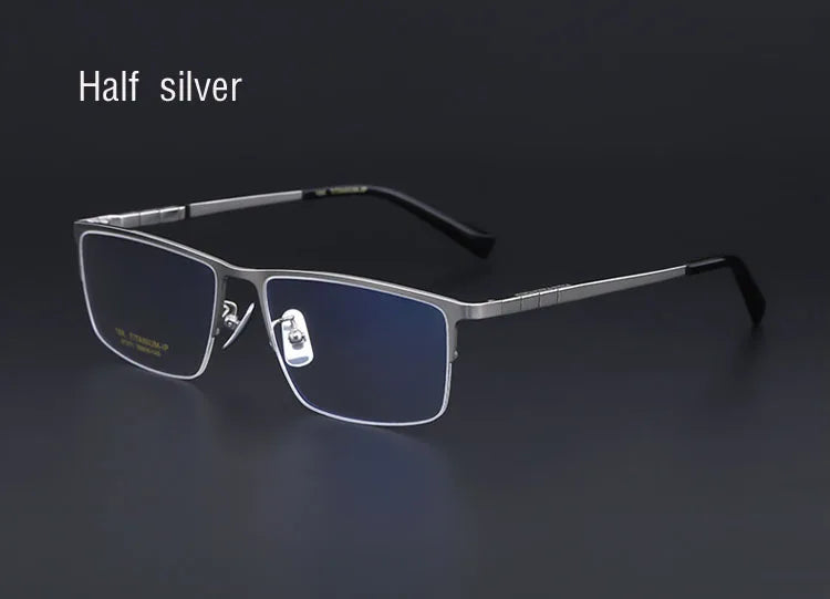 Pure Titanium Glasses Frame Men Titanium Alloy Prescription Eyeglasses Silver Super Light Spectacles Optical Glasses Frame