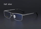 Pure Titanium Glasses Frame Men Titanium Alloy Prescription Eyeglasses Silver Super Light Spectacles Optical Glasses Frame