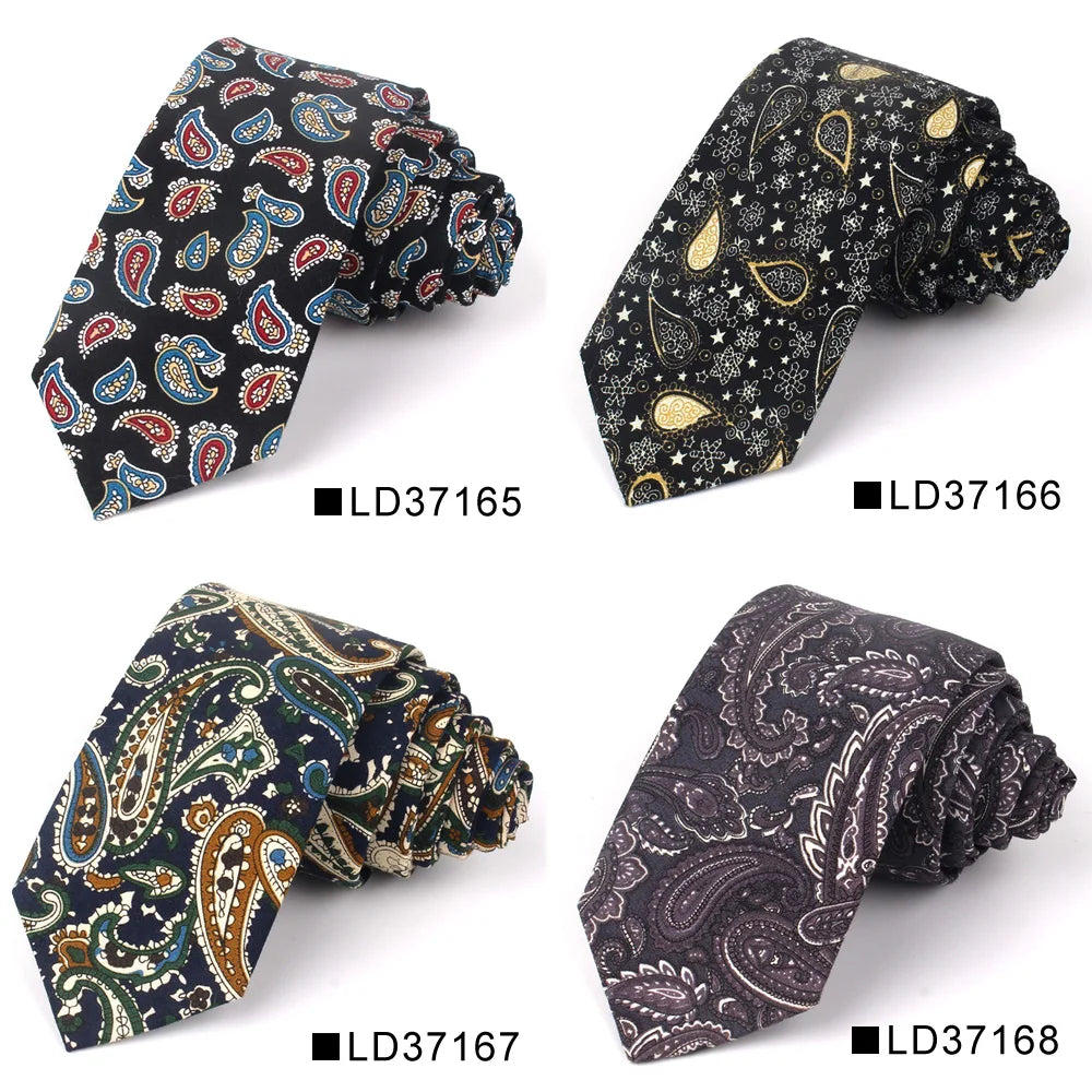 New Floral Tie For Men Women Skinny Cotton Neck Tie For Wedding Casual Mens Neckties Classic Suits Flower Print Neck Ties Cravat