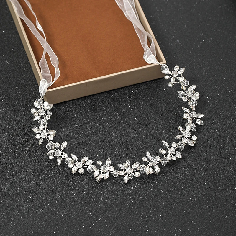 Wedding Headbands For Women Bride Handmade Crystal Rhinestone Tiaras Silver Color Hairbands Hair Accessories Queen Headband Gift