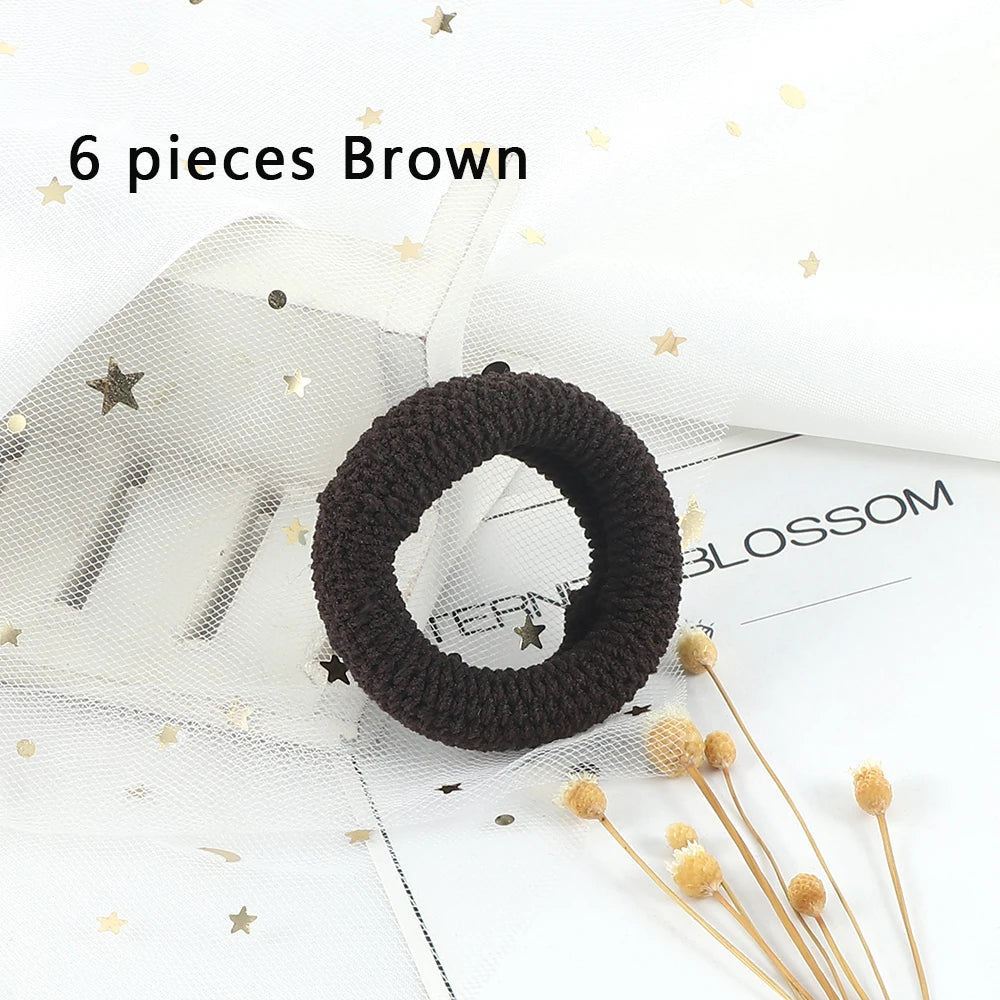 6Pcs/Lot Solid Color Basic Rubber Bands Simple High Elastic Hairband Girls Headwear Headband Fashion Women Gum Hair Accessories