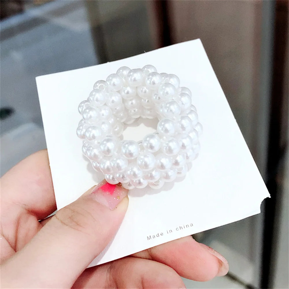 Pearls Beads Hair Ties Elastic Hair Bands For women Hair Rope Scrunchies Ponytail Holders Rubber Hair Accessories