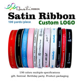 HAOSIHUI 6mm-100mm Custom Printed Flat Ribbon Personalized Logo Polyester Ribbon Wedding Birthday Satin Ribbons 100 yard /lot