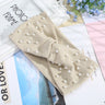 AWAYTR Women's Headbands Pearls Head Bands Knitted Turban Bandana Autumn Winter Elastic Hairband Warm Hair Accessories Headdress
