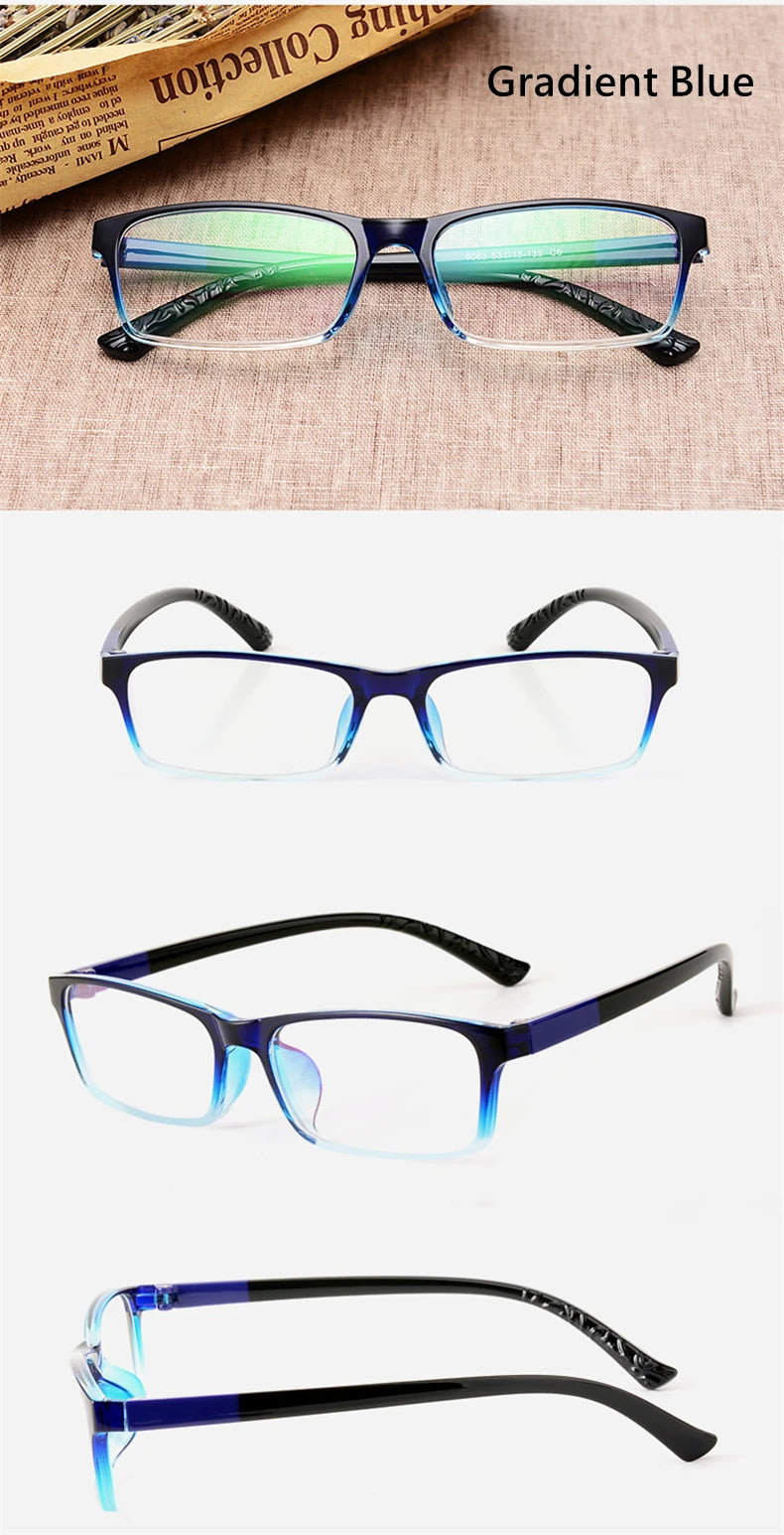 Men's And Women's Finished Myopia Glasses TR90 Frames And Aspherical Anti Blue Ray Photochromic Lenses SPH 0~-6.00 CYL 0~-2.00