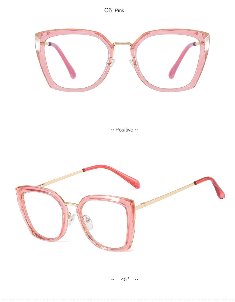 Blue Light Blocking Glasses Frame Women Fashion Eyewear Prescription UV400 Stylish Female Optical Spectacles Anti-Reflective
