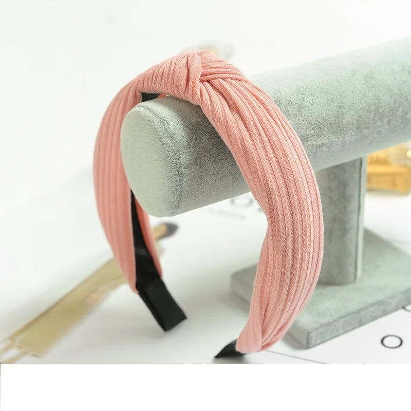 Women Elegant Top Knot Headband Print Dot Hairbands Girls Striped Plaid Flower Hair Hoop Fashion Hair Accessories FG0320