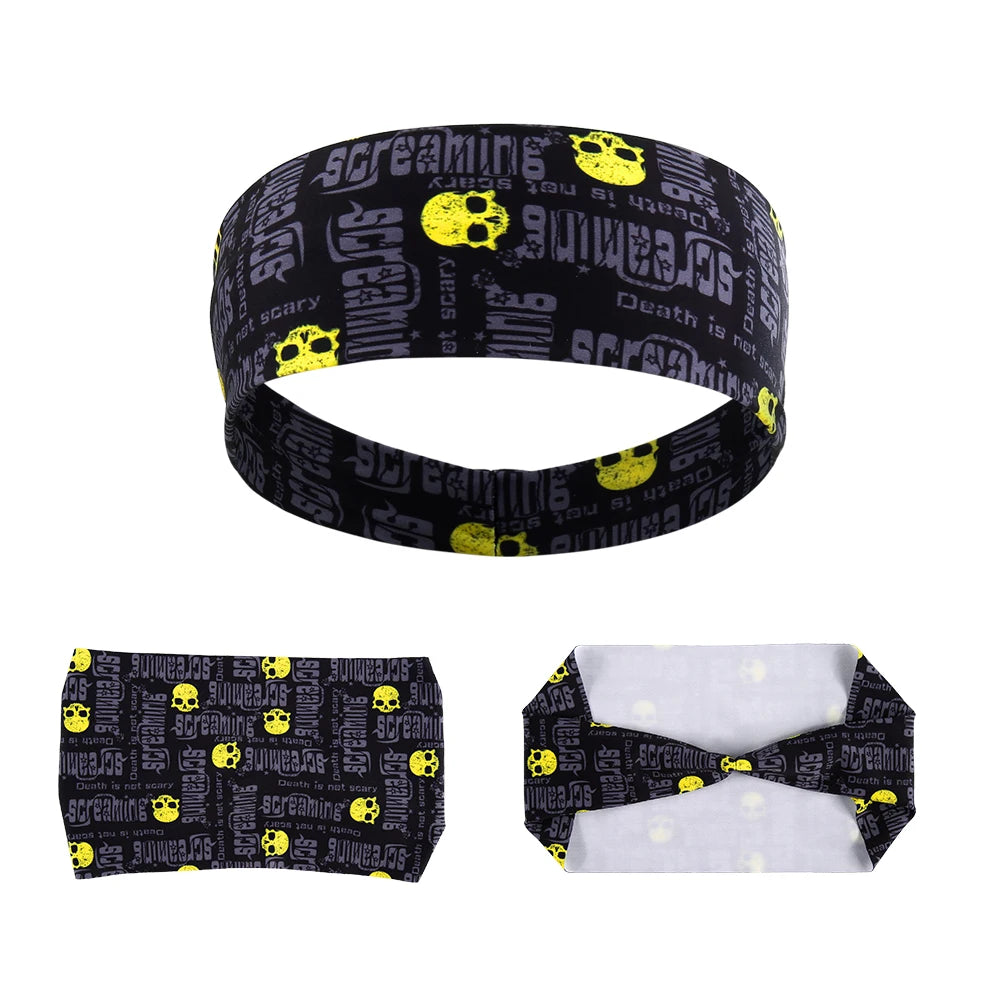 Men Women Sport Headband Skull Ghost Sweat Bandage Elastic Tennis Yoga Gym Headwear Fitness Running Sweatband Hair Accessories