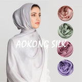 95*180cm New High Quality Soft Silk Linen Shinny Solid Plain Shawls Oversize Muslim Headband Wraps Hijab Scarves