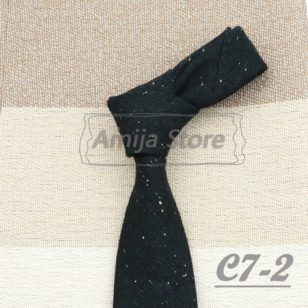 High Quality 100% Wool Tie Slim Solid Red Yellow Blue Ties Handmade Casual Fashion Men Woven Skinny Necktie For Wedding Party