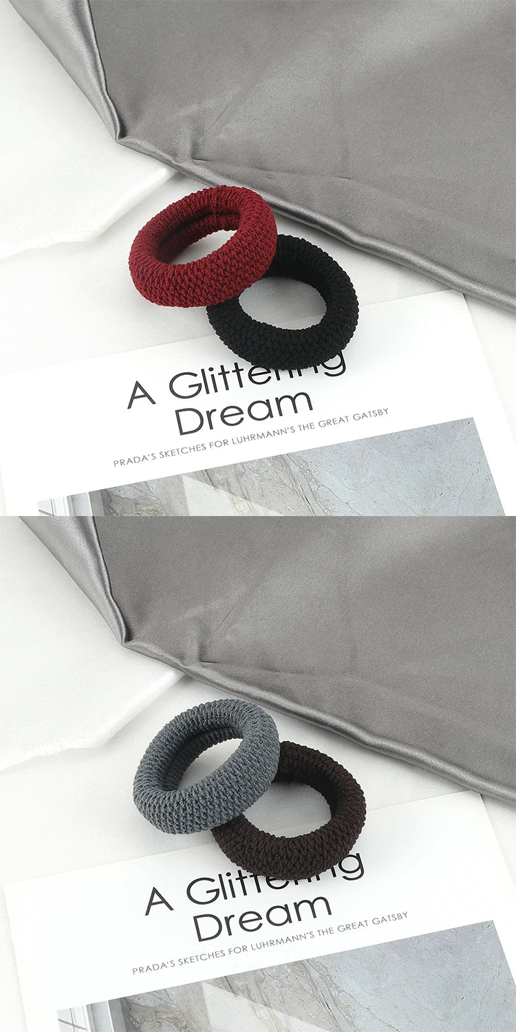 6Pcs/Lot Solid Color Basic Rubber Bands Simple High Elastic Hairband Girls Headwear Headband Fashion Women Gum Hair Accessories