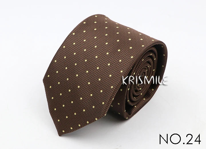 New Classic Strieped Dot Ties For Men Jacquard 7cm Polyester Narrow Tie Skinny Wedding Groom Business Necktie Suit Shirt Gift