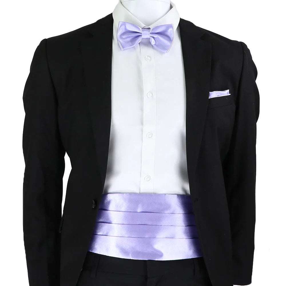 New Fashion Mens Cummerbund Bow Tie Brooch Set Black Red Blue   Waist Seal For Formal Tuxedo Business Suit Dinner Accessories