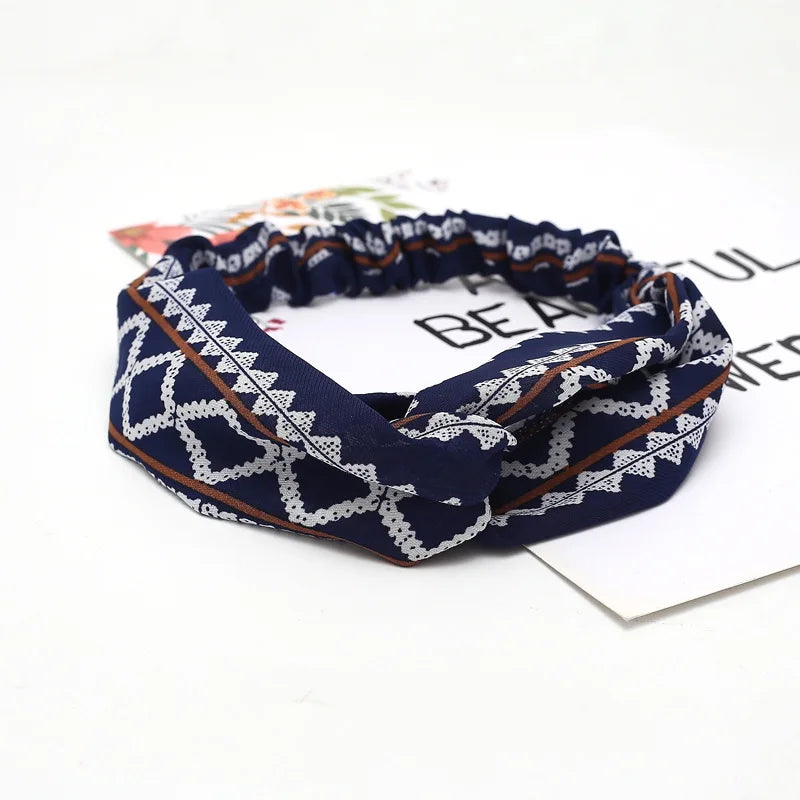 2020 Fashion Bohemian Headband Print Hairbands For Women Girls Vintage Cross Knot Turban Bandanas Headwear Hair Accessories