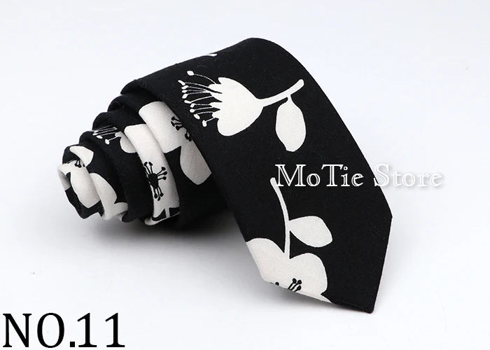 New Floral Tie For Men Women Skinny Casual 100% Cotton Casual Flower Print Skinny Neck Tie For Wedding Party Suits Tie Cravat