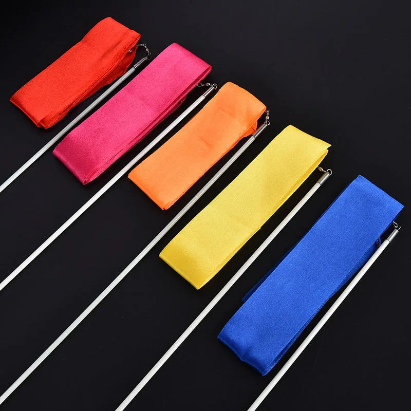 Gym Ribbons Dance Ribbon Rhythmic Art Gymnastic Ballet Streamer Twirling Rod Stick For Gym Training Professional