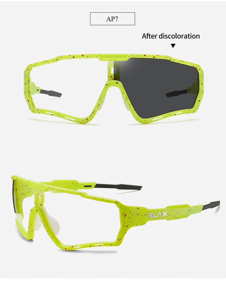 ELAX Brand New Style Photochromic Sunglasses Sports Men Women Mtb Bike Bicycle Eyewear Cycling Glasses